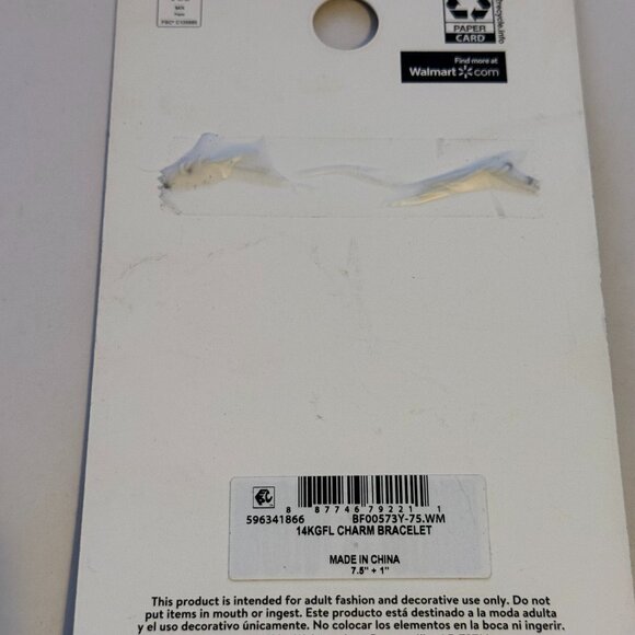 SCOOP 14KT Gold Flash-Plated Cubic Zirconia Heart Charm Bracelet - Picture 2 of 2